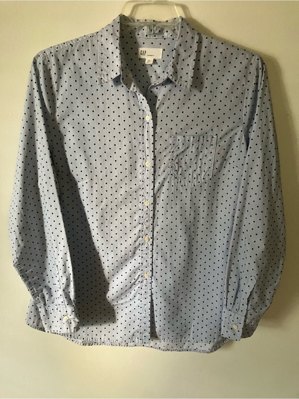 GAP Light Blue Polka Dots Boyfriend Button-Up Shirt